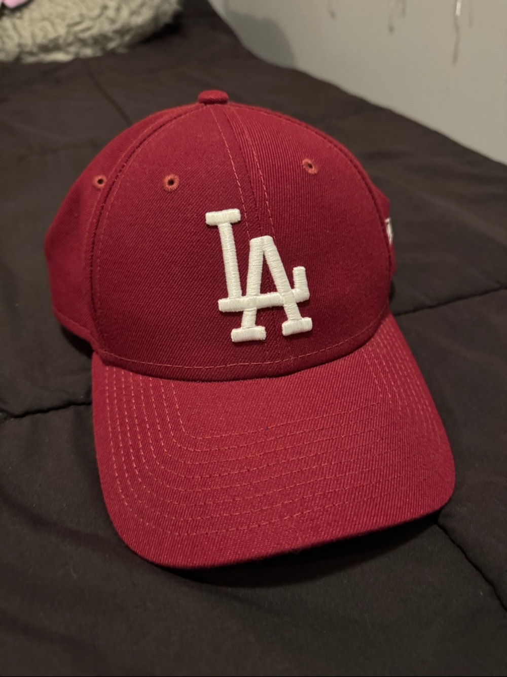 Burgundy LA Logo Baseball Cap - White Embroidery
